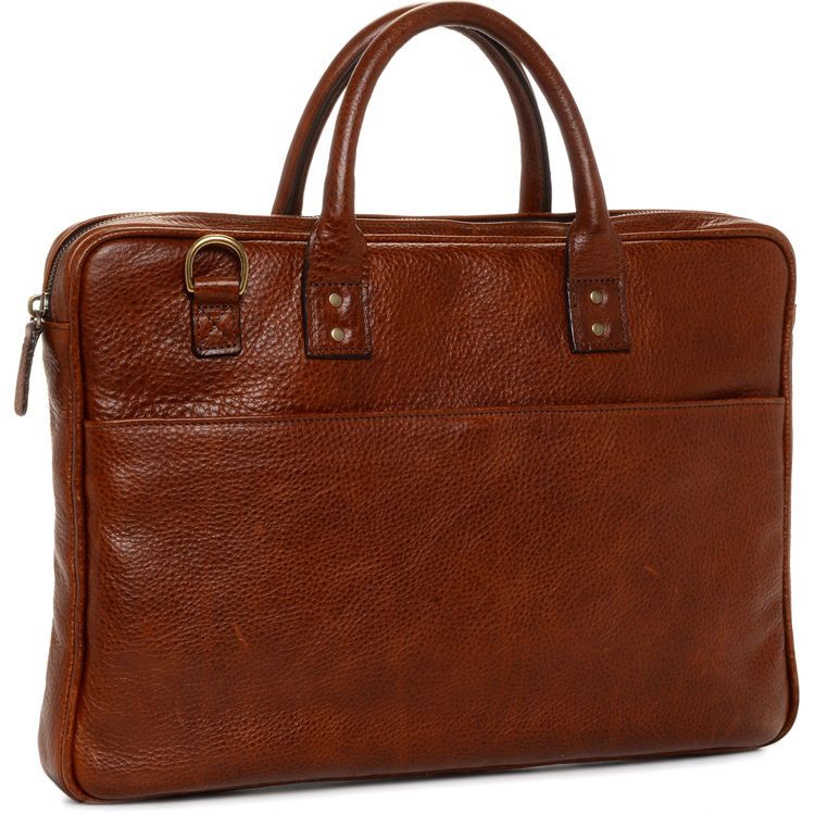 ONA Kingston Leather Laptop Briefcase - Walnut