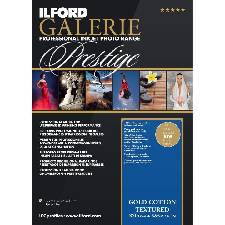 Ilford Galerie Gold Cotton Textured 330gsm A3 25 Sheets GPGCT ** 2002395  Kennedy