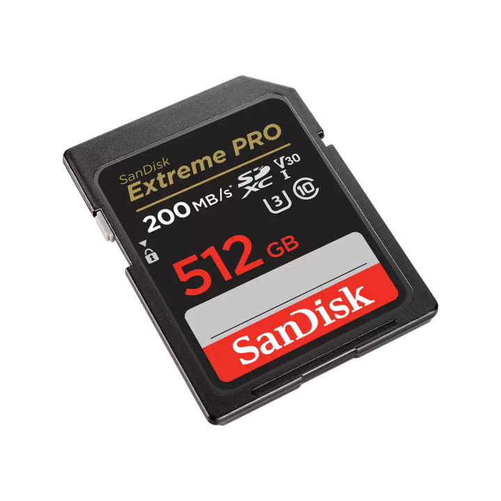 SanDisk Extreme PRO SDXC 512GB 200MB/s R 140MB/s W UHS-I U3 C10 V30 Card